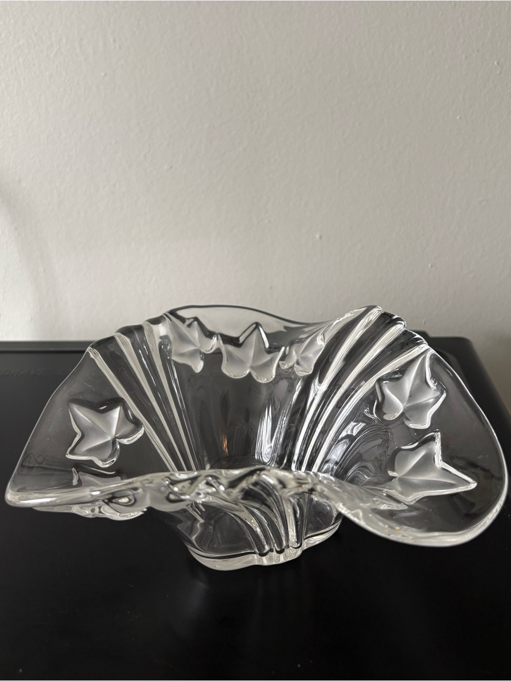 Mikasa Crystal Parisian Frosted Ivy Pattern Hankerchief Bowl - Gently Used